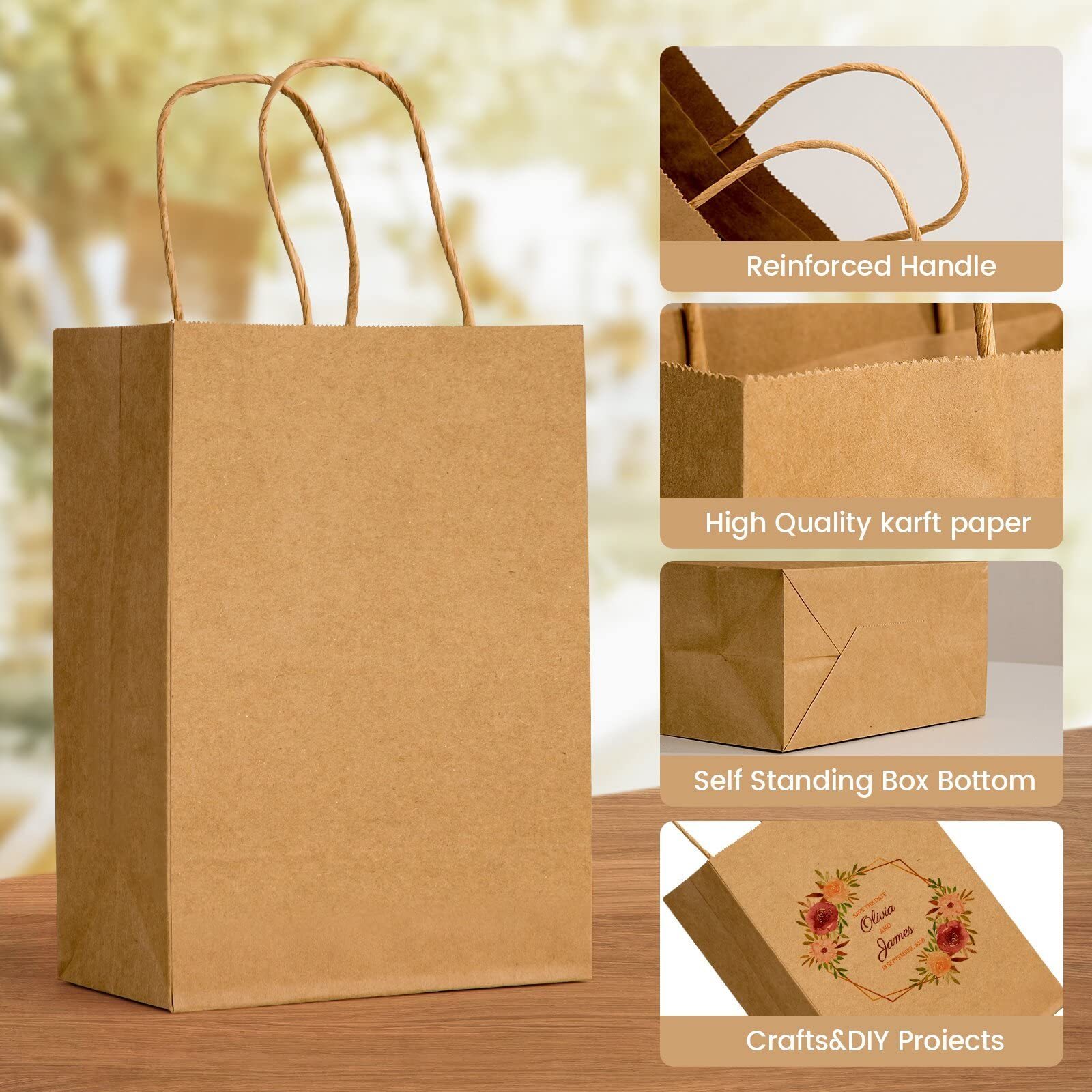 Wholesale Eco-Friendly Recycled Food Takeaway Packaging Craft Paperbag Shop Gift Shopping Brown Kraft Paper Bag With Handle