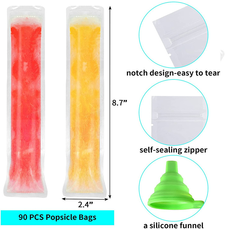 Wholesale Frosted Biodegradable Custom Printed Ice Cream Pop Mould Heat Seal Zipper Frozen Packaging Plastic Popsicle Bag