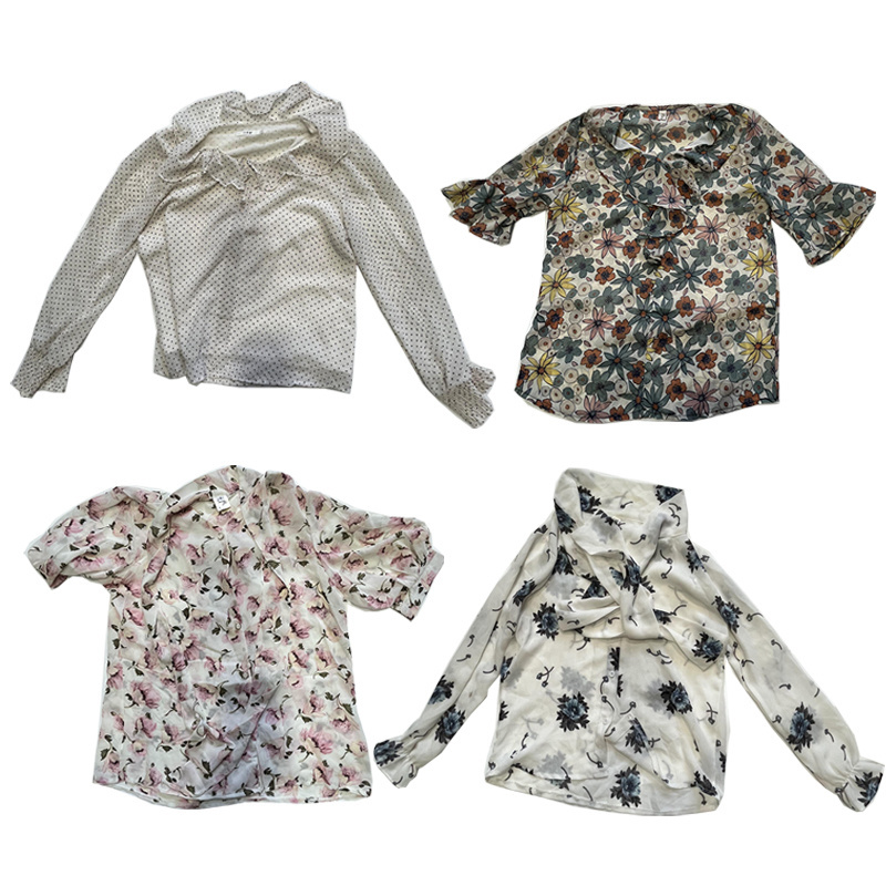 women used clothes mixed ladies chiffon silk blouse shirts tops wholesale first grade used clothing bale uk