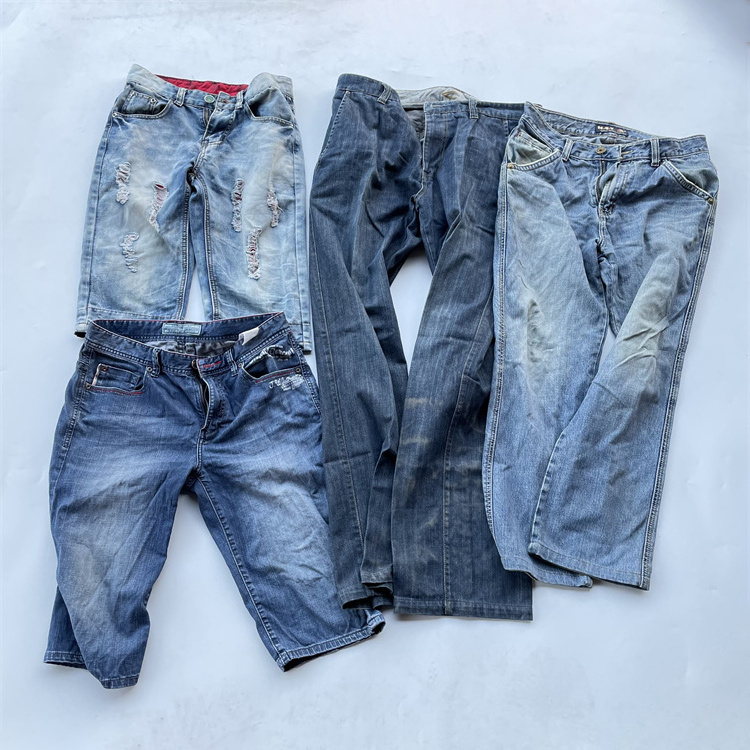 bulk wholesale designer clothing quality used ladies denim jeans second hand men jeans pants trousers in bales