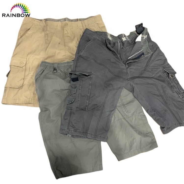 High quality used men short pants second hand mixed 2nd cargo shorts bulk ukay ukay clothing bales