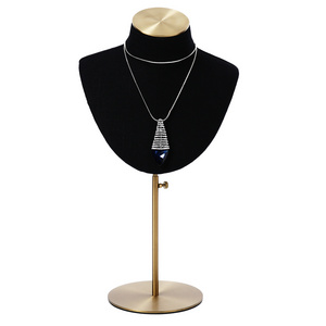 High Quality Metal Black Linen Necklace Jewelry Display Bust Stand  Adjustable Necklace Mannequin