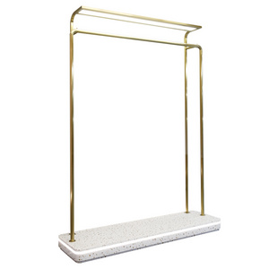 Luxury Women Garment Shop Gold Clothes Display Racks For Clothing Store With LED Light