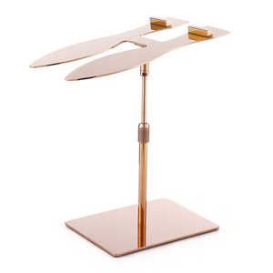 Boutique Sandal Shoe Display Holder Adjustable Rose Gold Store Metal 1 Pair Shoes Display Stand Rack