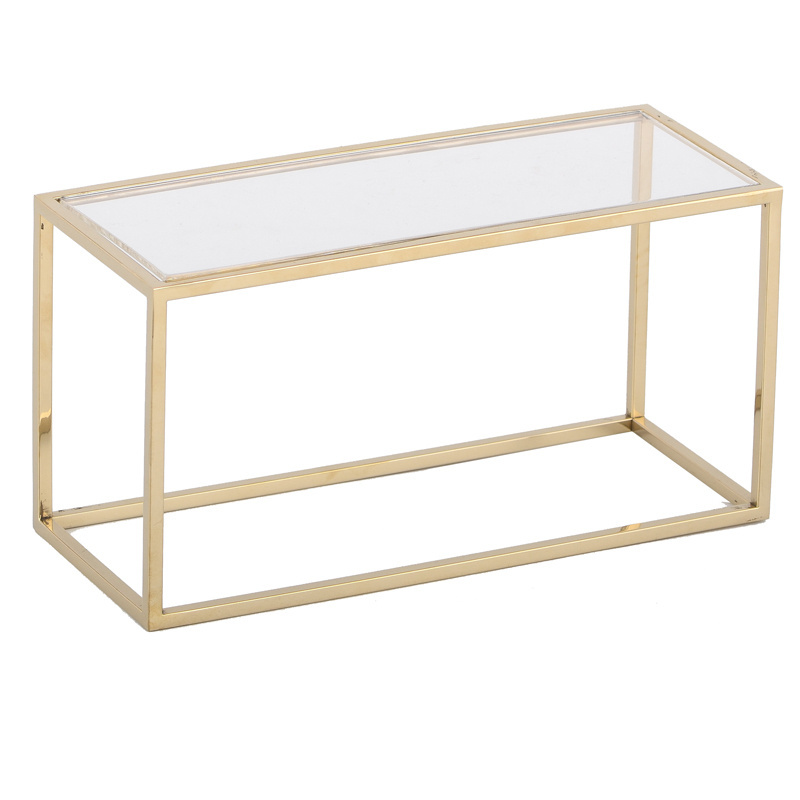 Metal Stainless Steel Gold Cube Display Stand Acrylic Leather Shoes Riser High heel Display Case For Display Shoes