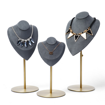 New Arrival Adjustable Velvet Necklace Jewelry Display Bust Jewellery Display Stand Set for Window Display