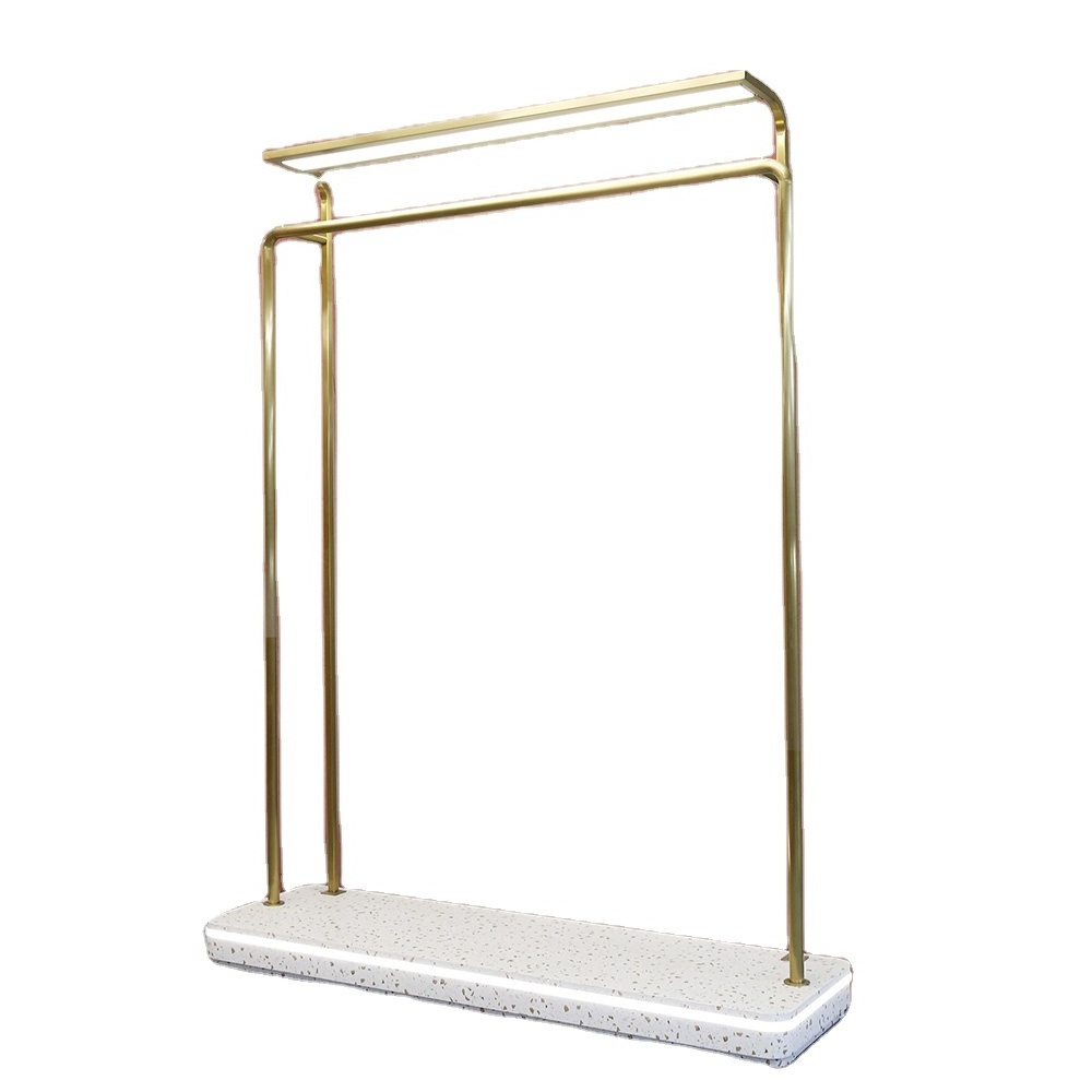 Clothes Boutique furniture Apparel Shelf Against Wall Metal Clothing Store Display Racks with LED Light