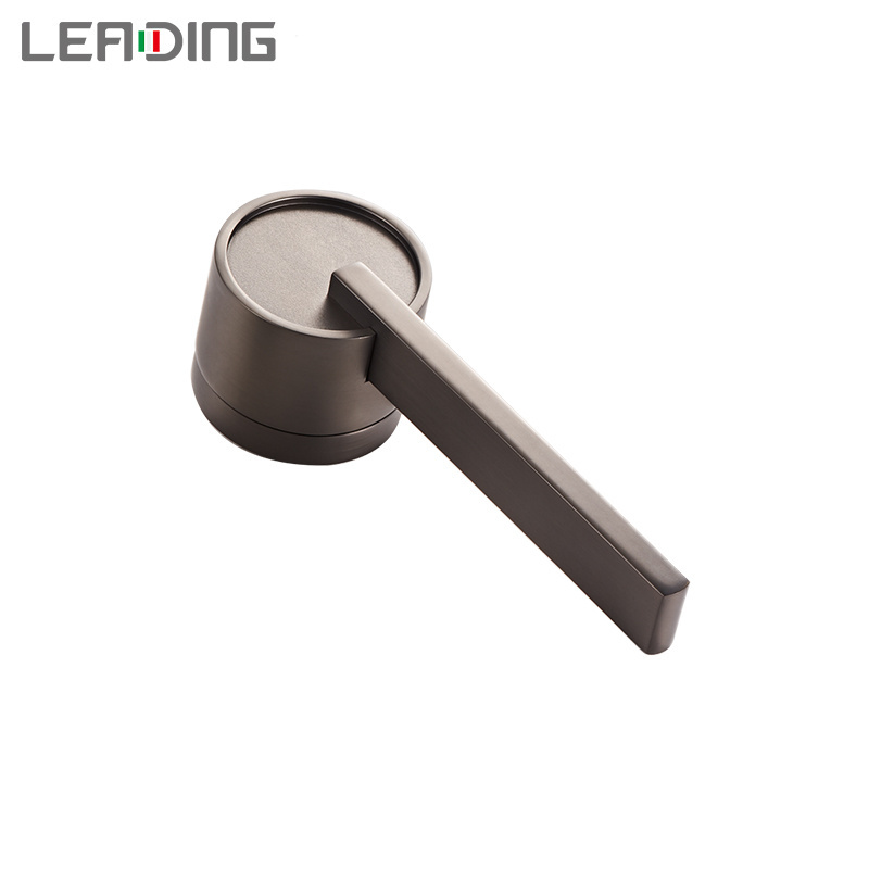 Wooden Door Handle Modern Zinc Interior Door Lever Gun Gray Bathroom Door Lock Mortise Handle