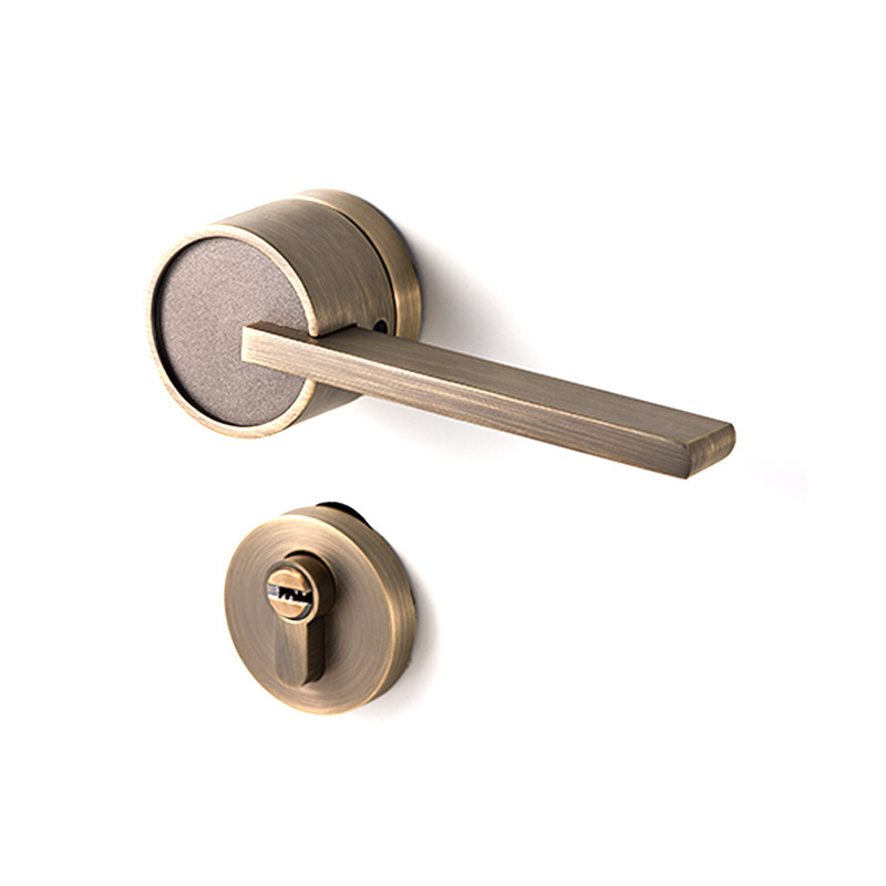 Wooden Door Handle Modern Zinc Interior Door Lever Gun Gray Bathroom Door Lock Mortise Handle