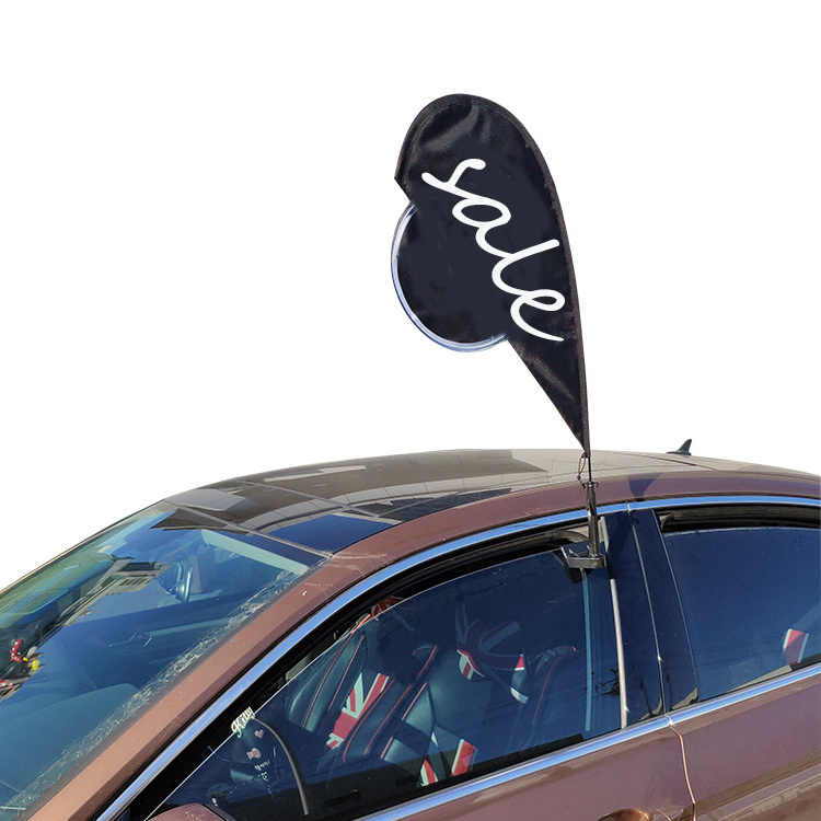 HOT SELLING car window flags with popular teardrop shape car dealers / parking lot use and warranty offered