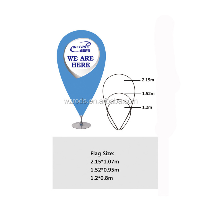 Weihai Wisezone Outdoor Display Equipment Pin Point Banner Flag For Trade Show And Exhibition  Flying Custom Design Carbon