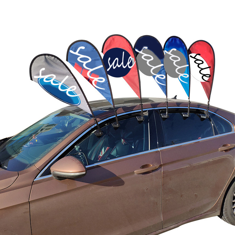 HOT SELLING car window flags with popular teardrop shape car dealers / parking lot use and warranty offered