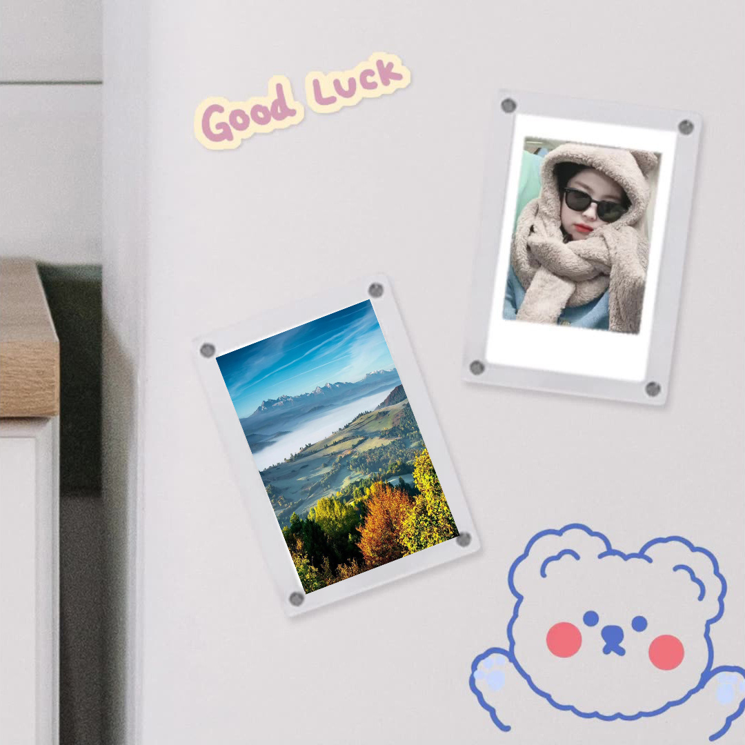 Wholesale blank acrylic fridge magnet customised photo frame with magnet