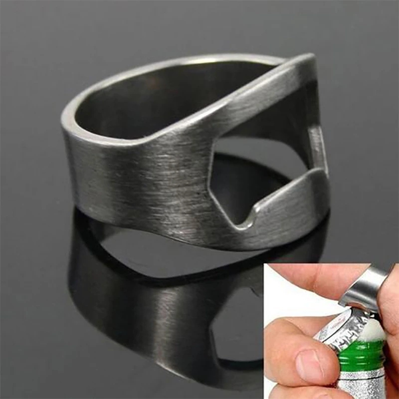 Custom Bottle Opener Ring Stainless Steel Finger Ring Beer Openers Gadgets Cool Bar Kitchen Accessories