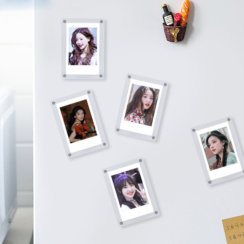 Wholesale blank acrylic fridge magnet customised photo frame with magnet