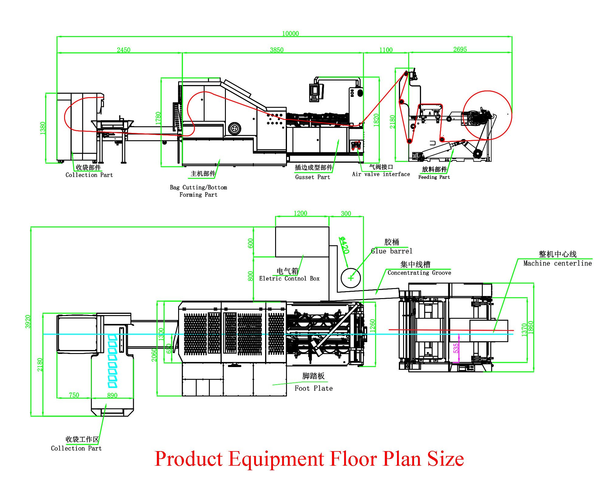 RZFD-330 Full Automatic flat bottom paper bag making machine, square bottom paper bag machine