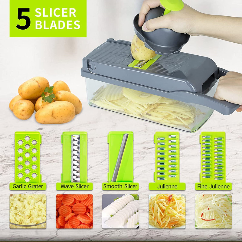 12 In 1 Hand Operated Vegetable Mandoline Slicer Veggie Chopper, Food Chopper Onion Cutter Vegetable Slicer