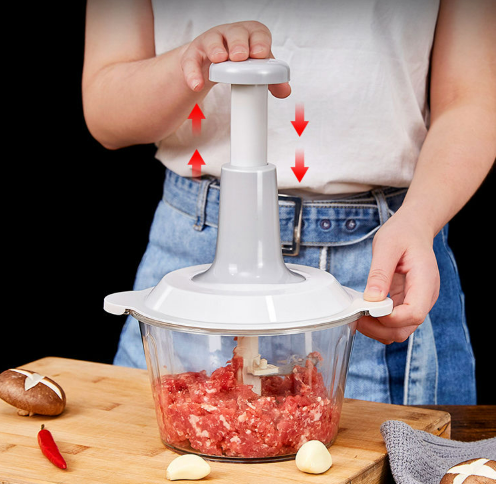 1.5L Hand Press Food Cutter Meat Fruits Vegetables Slicer Onions Garlic Pepper Chopper Mini Food Processor Manual Chopper