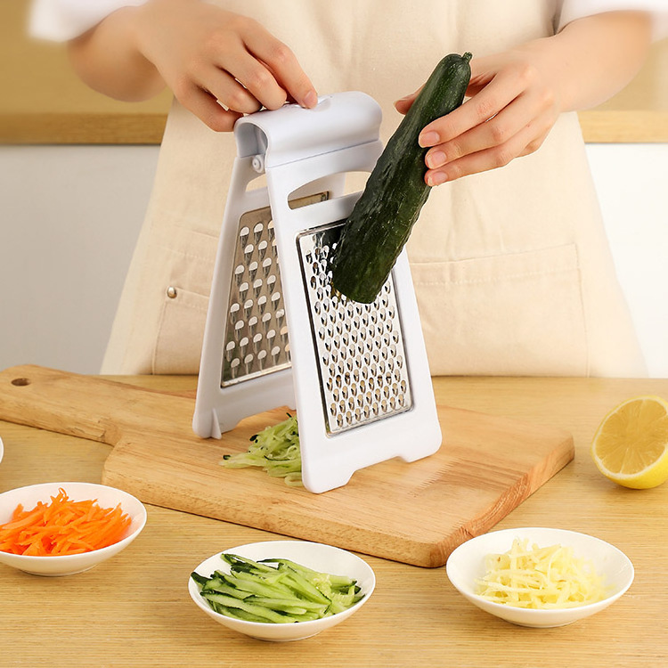 Cheap Price Stainless Steel 2 sides Flat Cheese Grater Multifunctional Cabbage Grater with Container Kichen accessories