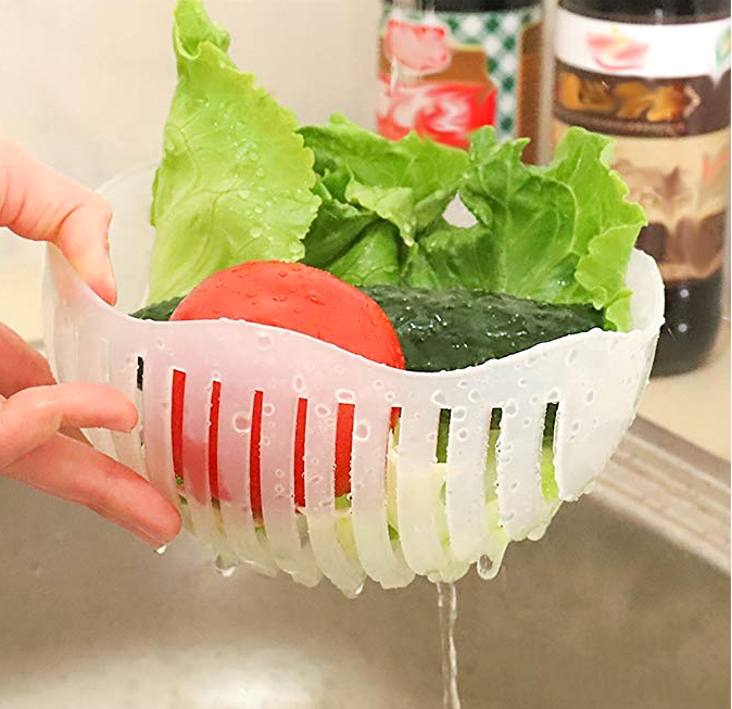 New Kitchen Gadgets Easy Best Fast Fruit Vegetable Chopper Bowl Easy Salad Maker Cutter Bowl With Lid