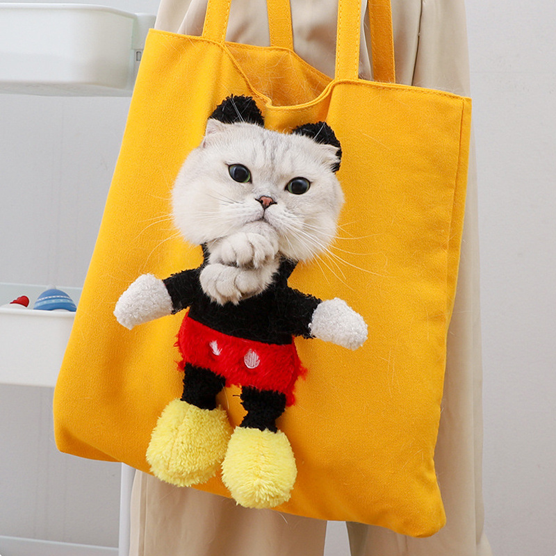 2022 New Cartoon Design Tote Bag Internet Celebrity Hold Dogs Cats Pet Cotton Canvas Tote Bag student shoulder Cross Body Bag