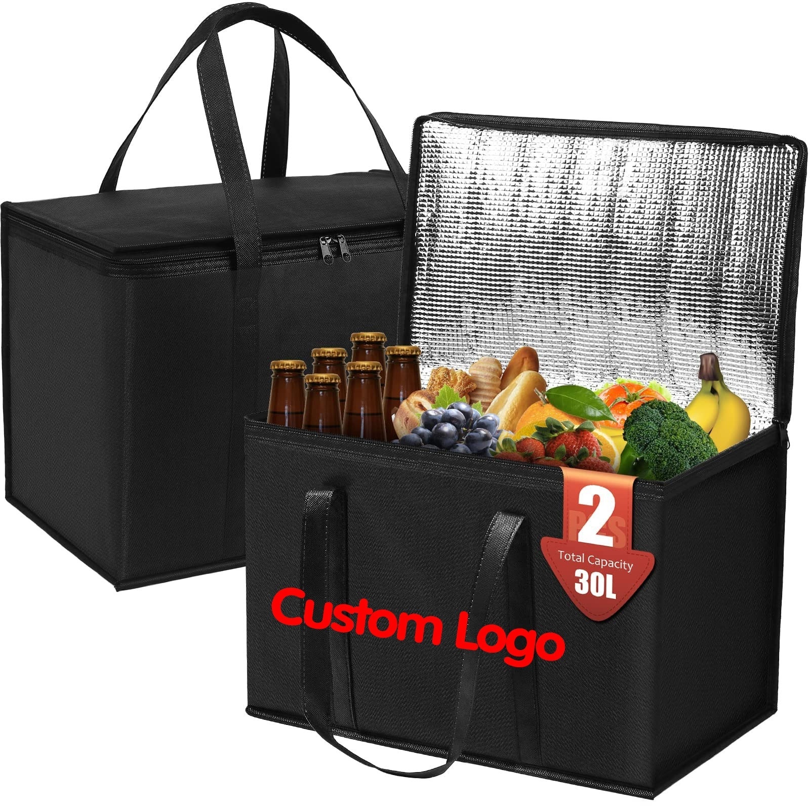 Extra Large Heavy Duty Reusable Tote Grocery Shopping Thermal Bag Customized Logo Eco Friendly Cooler Bag Insulated