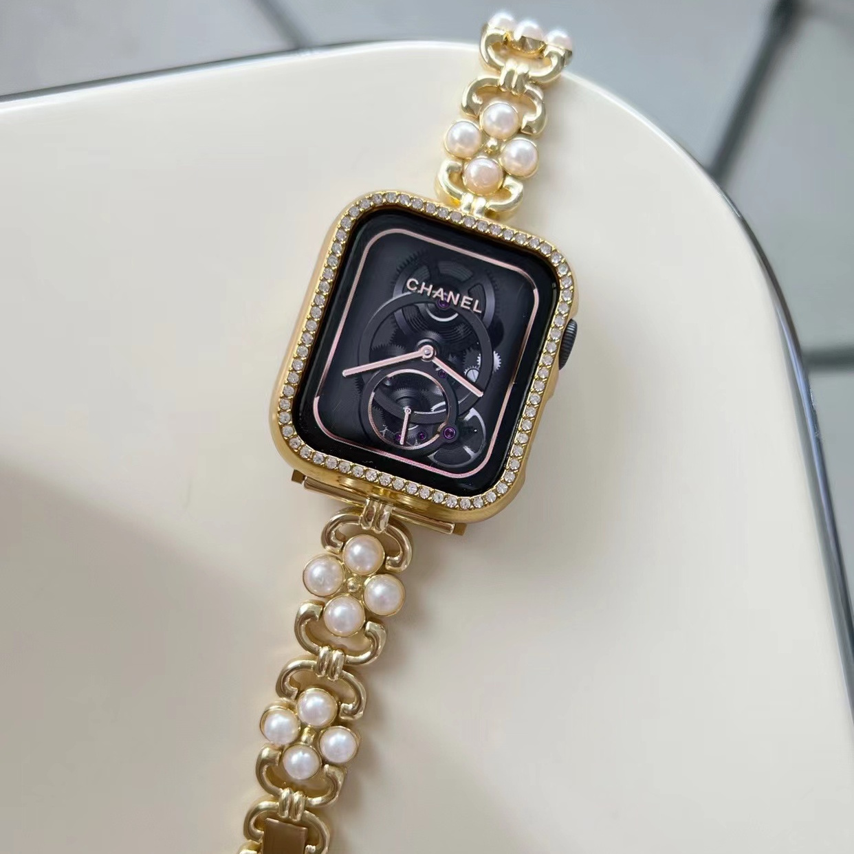 Fashion Women Pearl Bracelet Wristband Watch Band For Apple Watch Stainless Steel Band