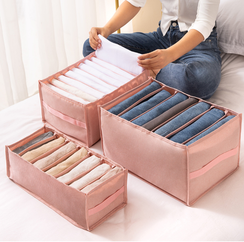 Home folding underwear storage bag drawer style bedroom jean pants sorting box compartments clothing storage box