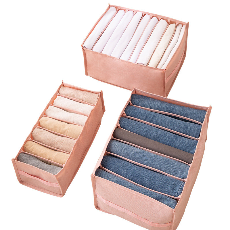 Home folding underwear storage bag drawer style bedroom jean pants sorting box compartments clothing storage box