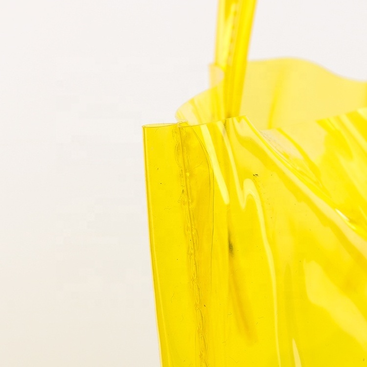 Wholesale waterproof logo printed clear yellow vinyl PVC tote bag