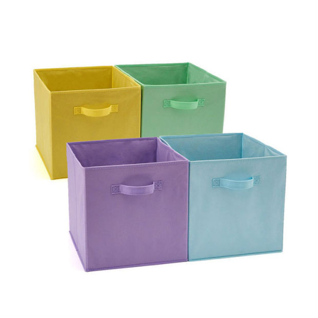 Custom Blank Foldable Closet Non Woven Dust Storage Bins Organizers Clothes Storage Box With Handle