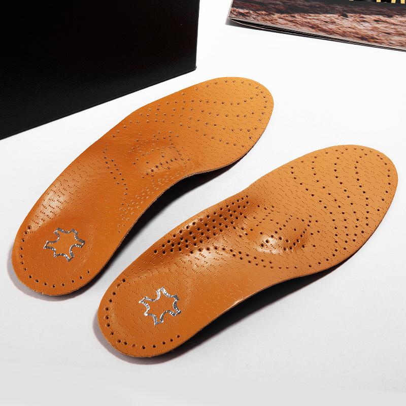 Leather Orthopedic Insole Latex Antibacterial Active Carbon Arch Support Instep Flat Foot Shoes Pad Men Women Foot Care