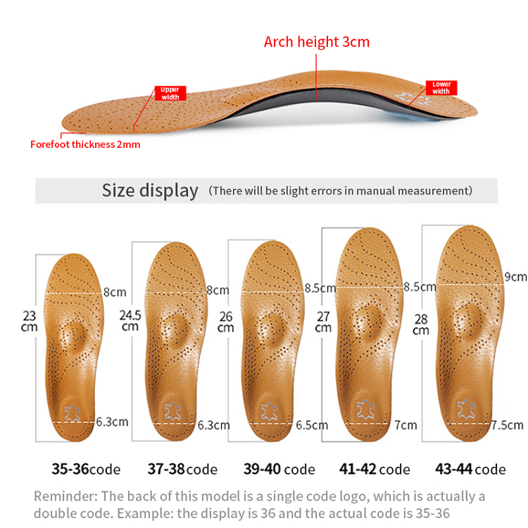 Leather Orthopedic Insole Latex Antibacterial Active Carbon Arch Support Instep Flat Foot Shoes Pad Men Women Foot Care