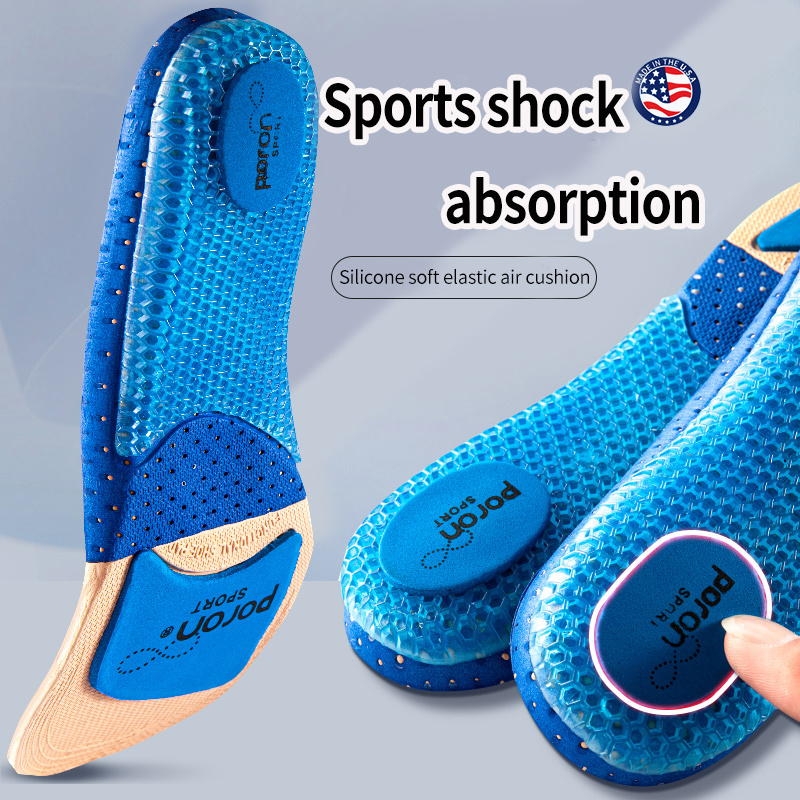 Silicone Sport Insoles for Shoes Arch Support Breathable Shock Absorption Shoes Pad Outdoor Running Feet Care Sneakers sole