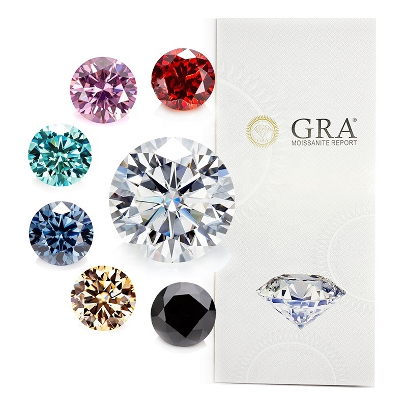 manufacturers wholesale VVS Diamond Round Cut Pink Yellow Green Red Blue Color loose Moissanite