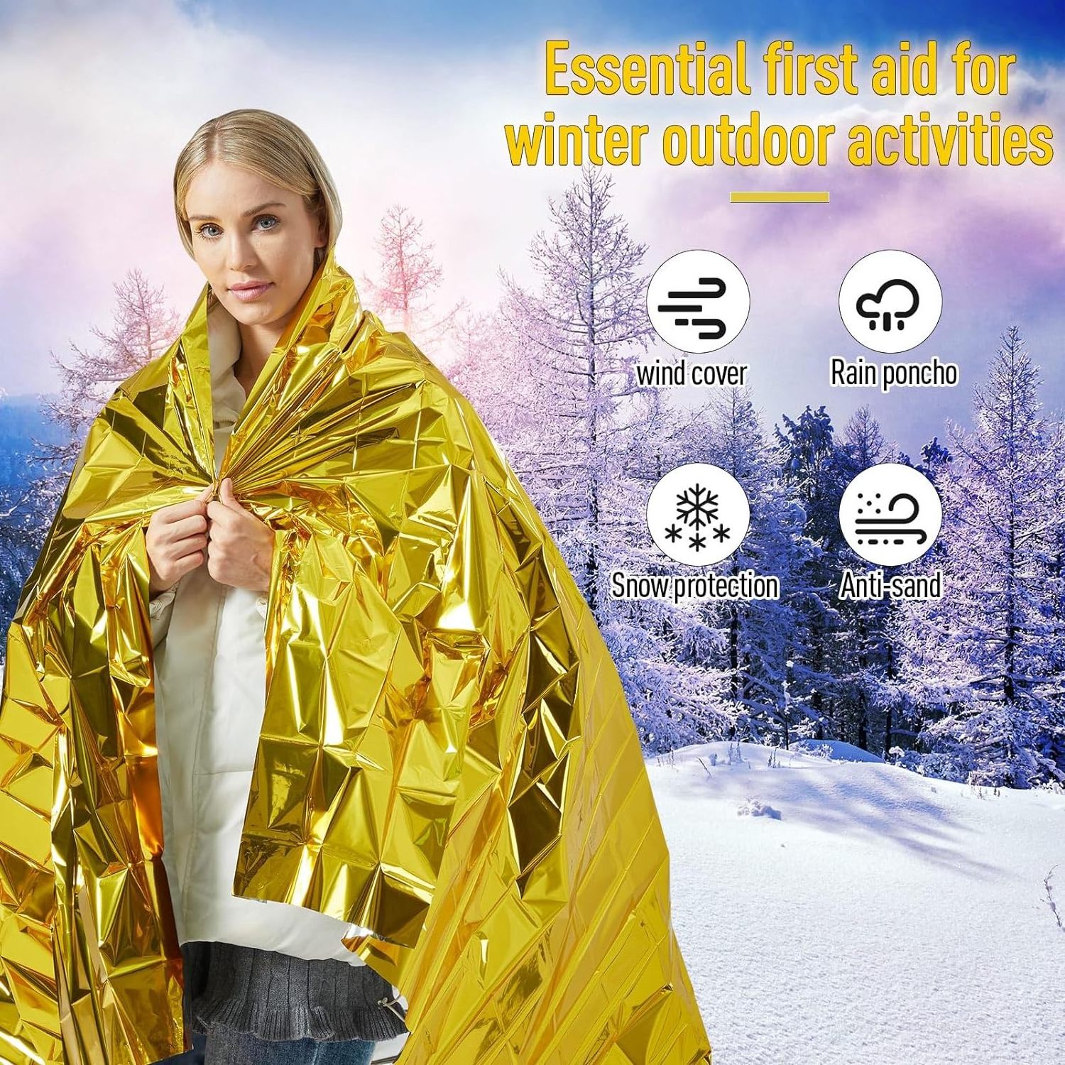 First Aid Rescue Promotion Outdoor Mylar Wholesale Longer Emergency Gold Foil Thermal Warm Blanket Survival