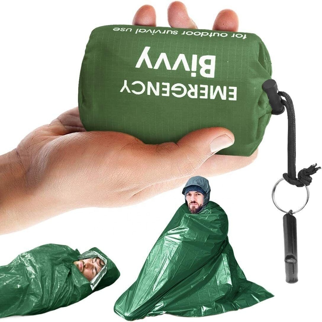 PE  Green color Waterproof Lightweight Emergency Sleeping Bag for Camping Hiking Outdoor Adventure Activities