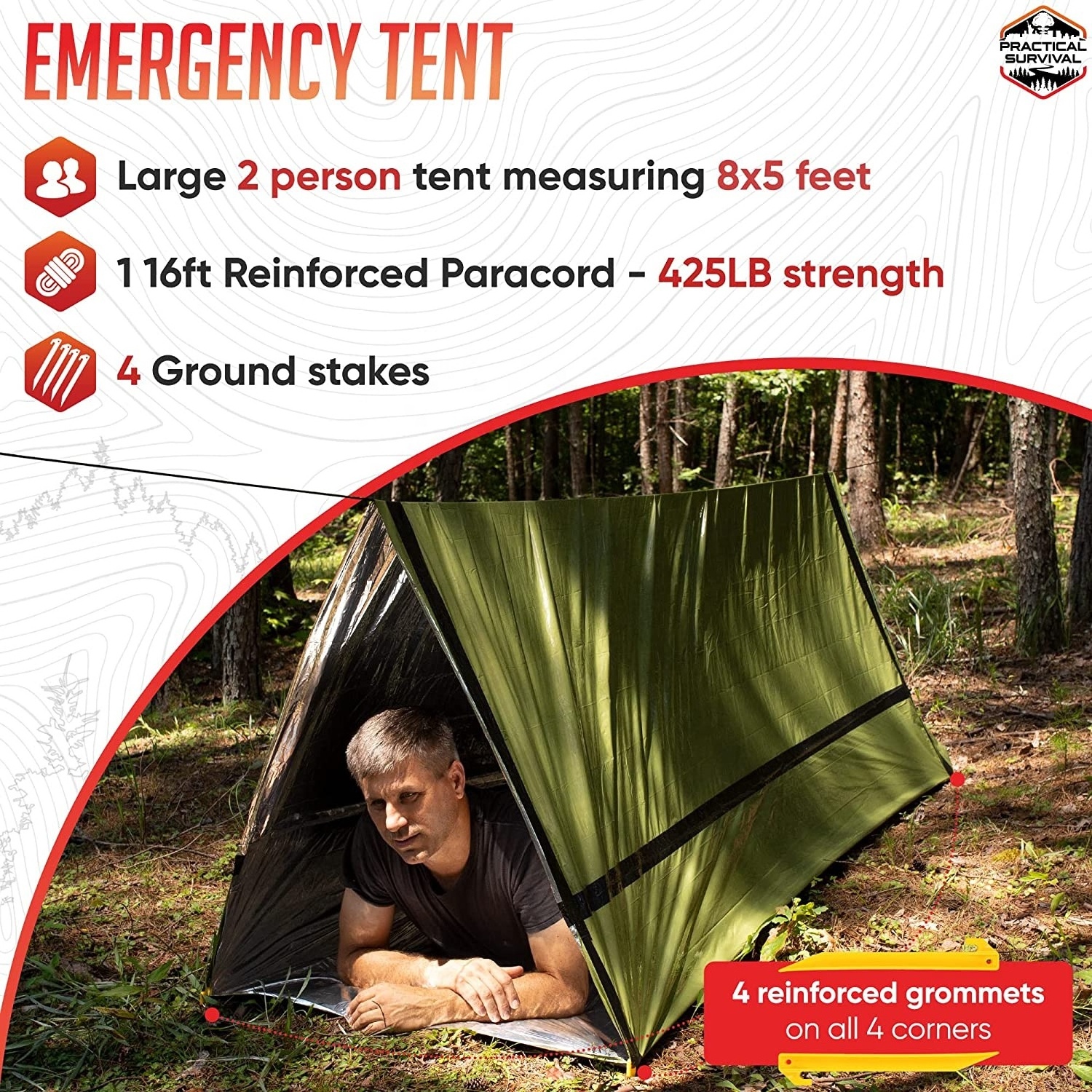 Emergency Survival Shelter Kit  with Emergency Tent  Sleeping Bag Blanket Poncho for outdoor camping