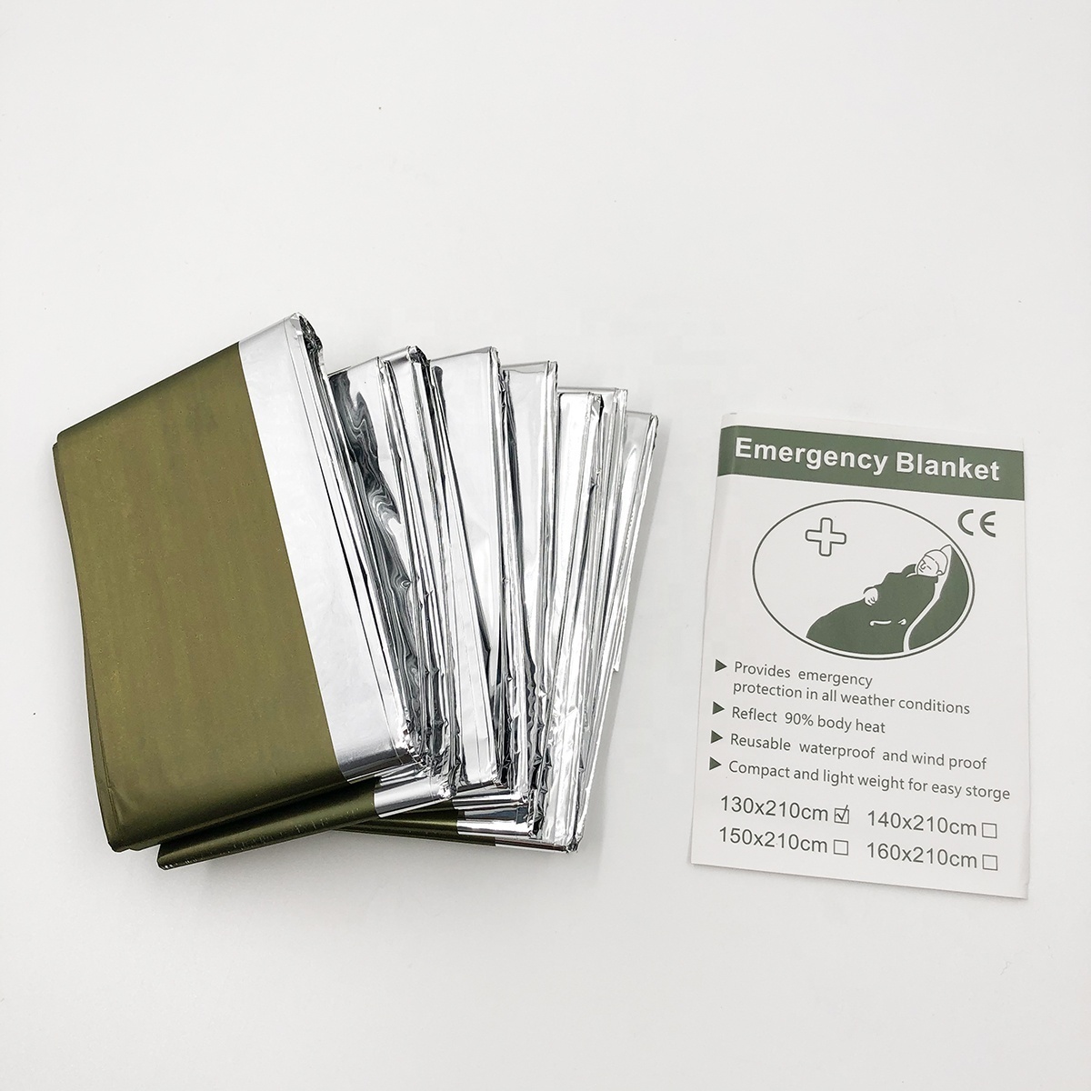 Aluminized PE mylar Emergency Solar Blanket Packets Insulating Thermal Heat Survival Gear