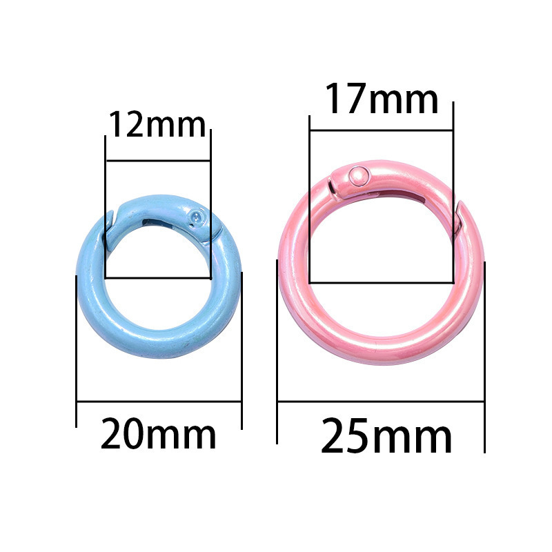 SOJI 20/25 mm Metal O-Ring Spring Opening keychain Spring Rings key chains Spring Coil Buckle for bags accessories Metal O Ring