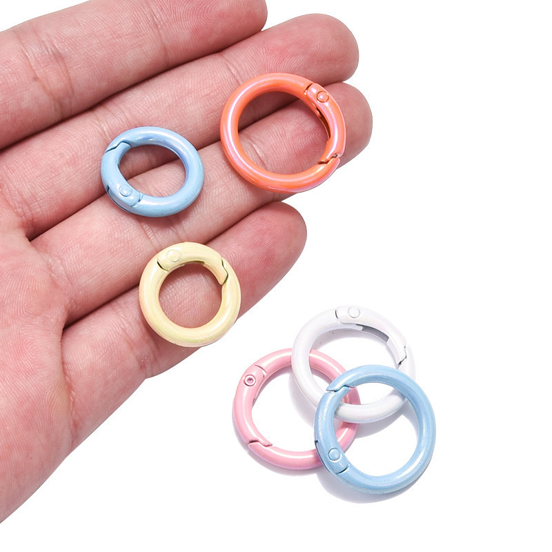 SOJI 20/25 mm Metal O-Ring Spring Opening keychain Spring Rings key chains Spring Coil Buckle for bags accessories Metal O Ring