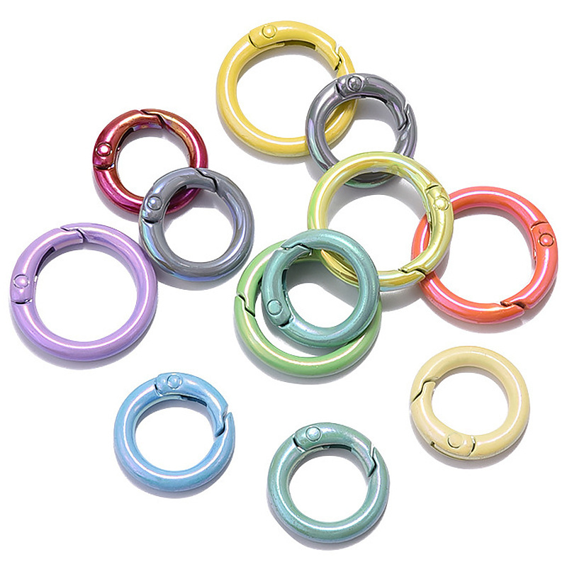 SOJI 20/25 mm Metal O-Ring Spring Opening keychain Spring Rings key chains Spring Coil Buckle for bags accessories Metal O Ring