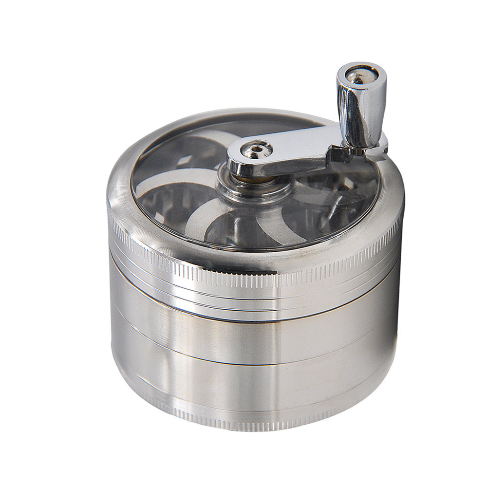 Durable Hand Crank Zinc Alloy 63mm 4 parts grinder herb grinder metal herb crusher custom logo smoking accessories