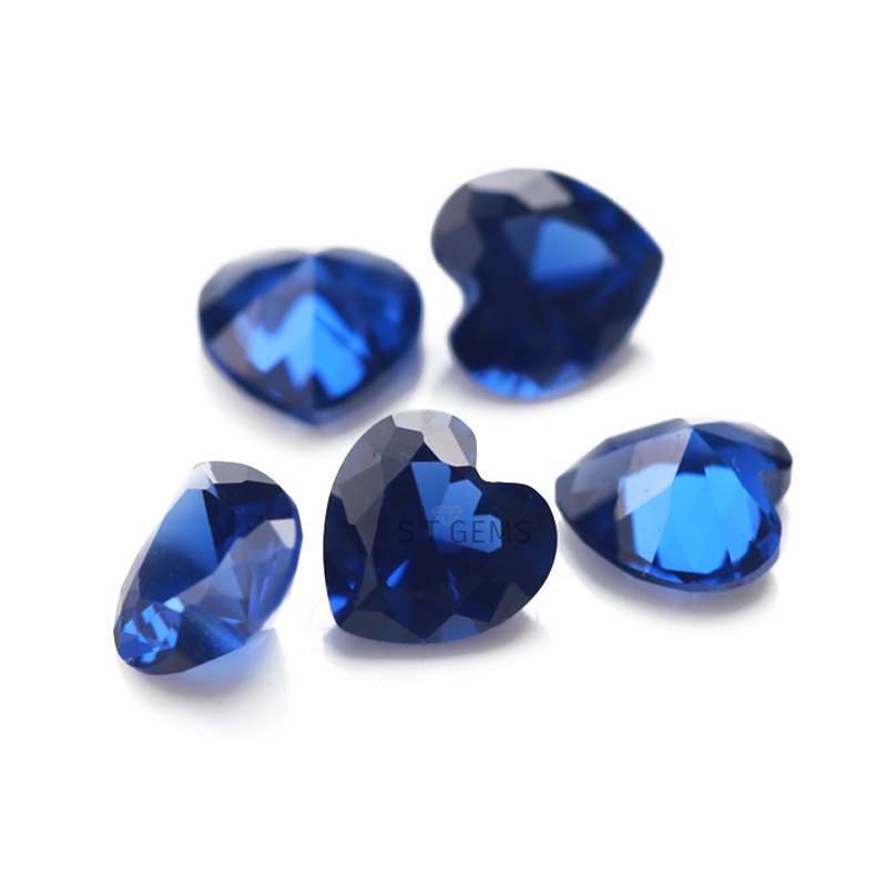 Lab Created Synthetic Diamond Gemstones Dark Blue Nano Heart Cut Stone For Jewelry