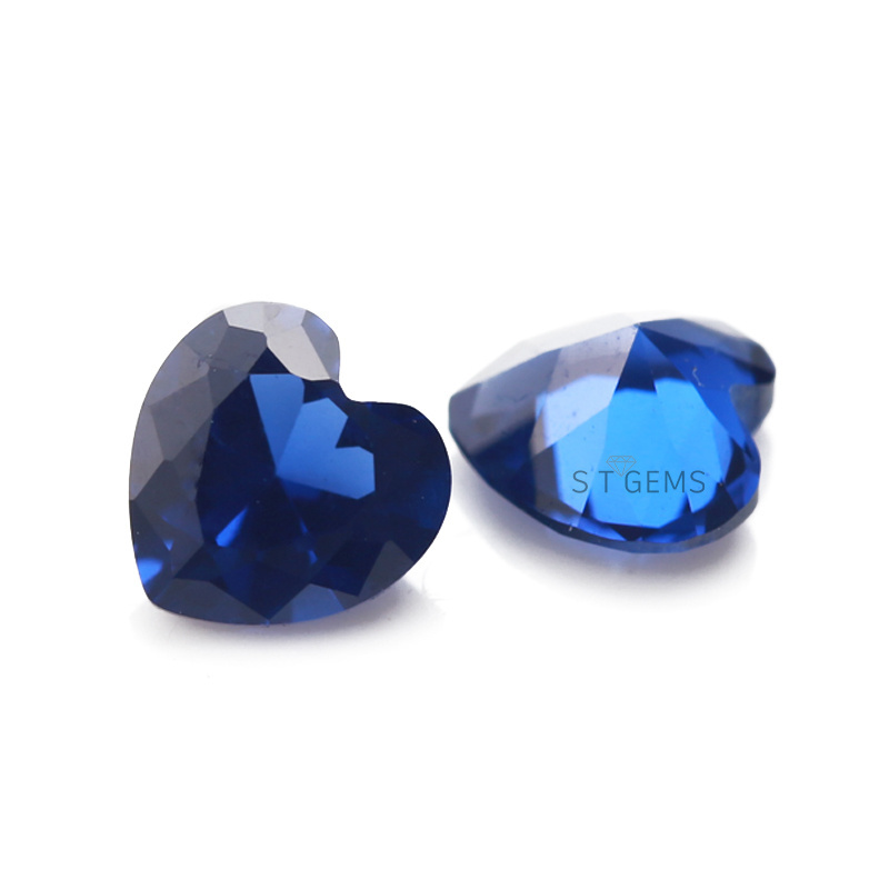 Lab Created Synthetic Diamond Gemstones Dark Blue Nano Heart Cut Stone For Jewelry