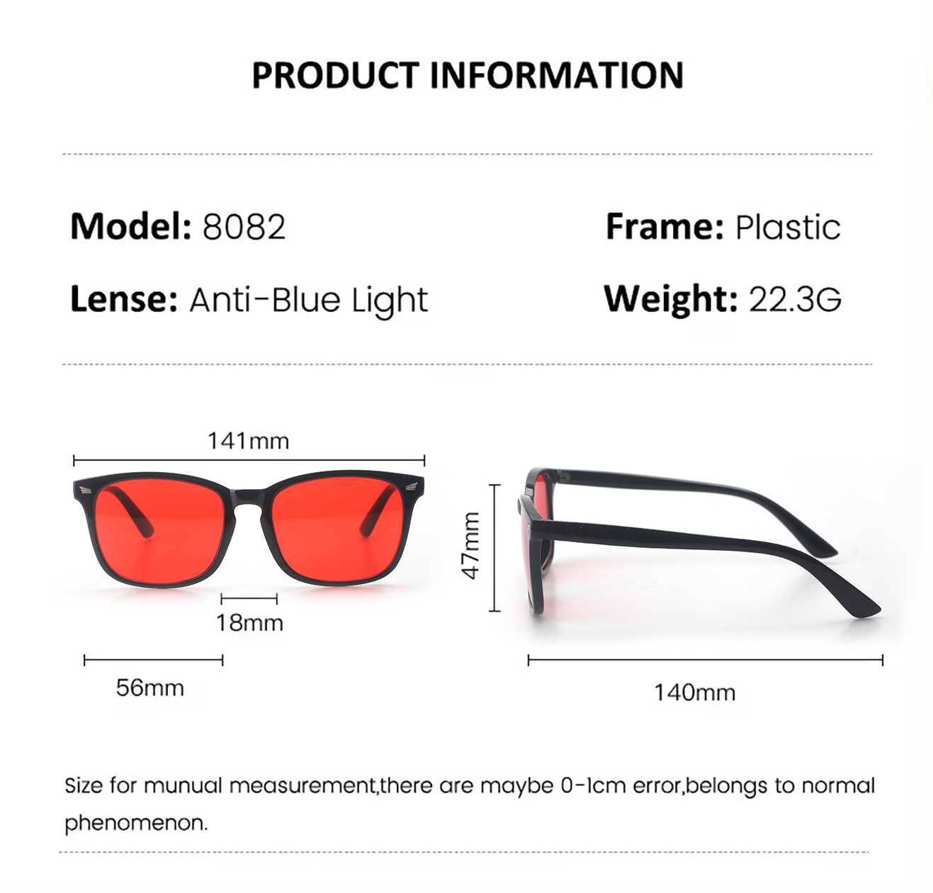 2024 Sunray 8082 New Orange Red Lens Computer Eyewear Gaming Optical Frames Anti Blue Light Blocking Mens Women Glasses