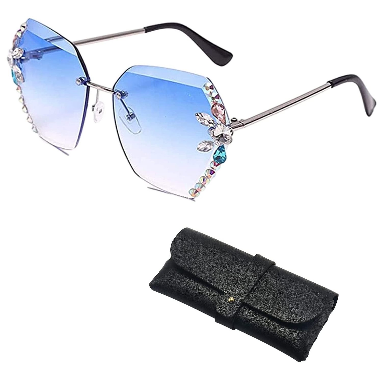 2024 new cross-border fashion rhinestone sunglasses female slimming sunglasses trendy sunscreen anti-ultraviolet  glasses