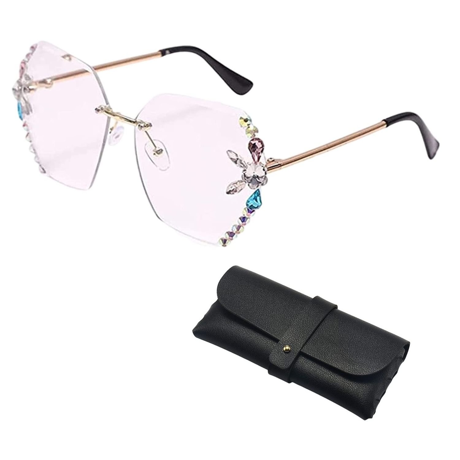 2024 new cross-border fashion rhinestone sunglasses female slimming sunglasses trendy sunscreen anti-ultraviolet  glasses