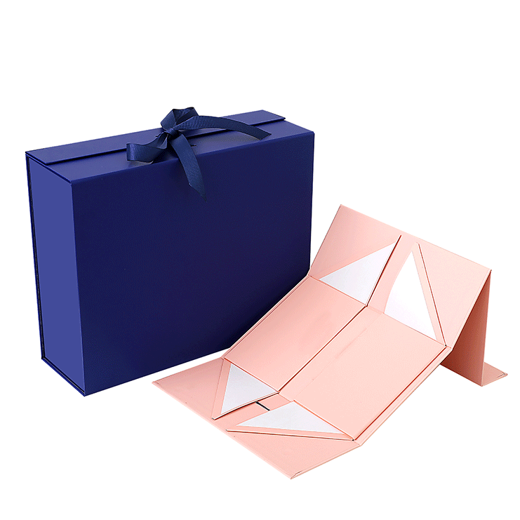 Factory Made Luxury Wedding Gift Box Custom Logo Stamped Foldable Cardboard Paper with Ribbon for Storage and Gift Packaging