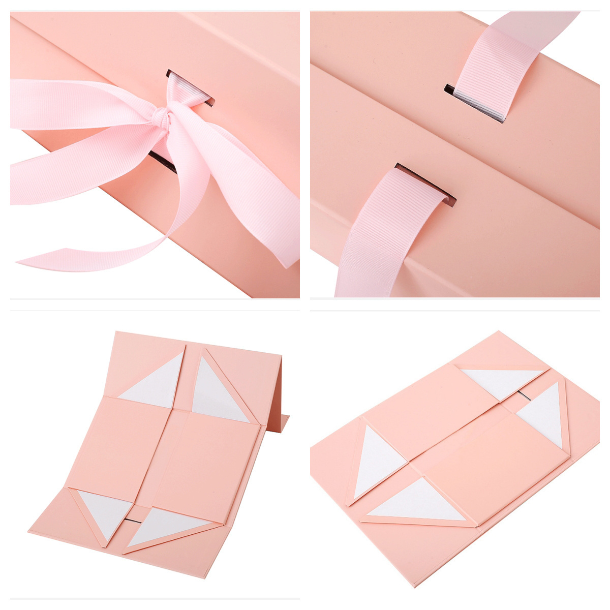 Factory Made Luxury Wedding Gift Box Custom Logo Stamped Foldable Cardboard Paper with Ribbon for Storage and Gift Packaging